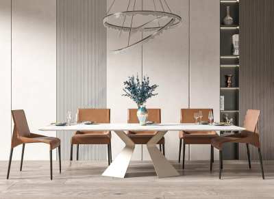 现代餐桌椅组合3D模型下载